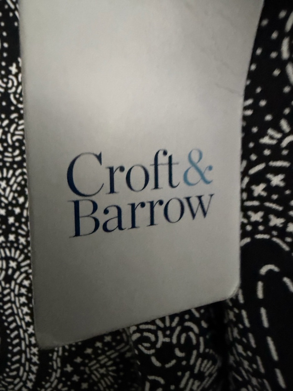croft & barrow Black & White Paisley Long-Sleeve Tunic top or bathing suit cover - Picture 4 of 4